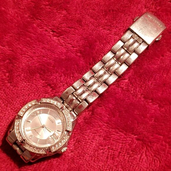 GUESS Waterpro Crystal Embellished Silvertone‎ Sports Divers Watch G75511M - Picture 3 of 9